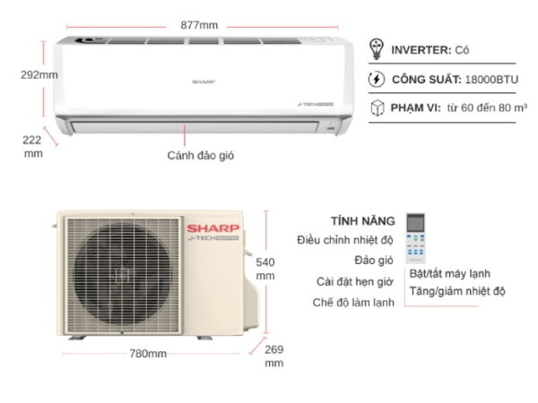 Máy lạnh SHARP 2.0Hp - Inverter AH-X18ZEW