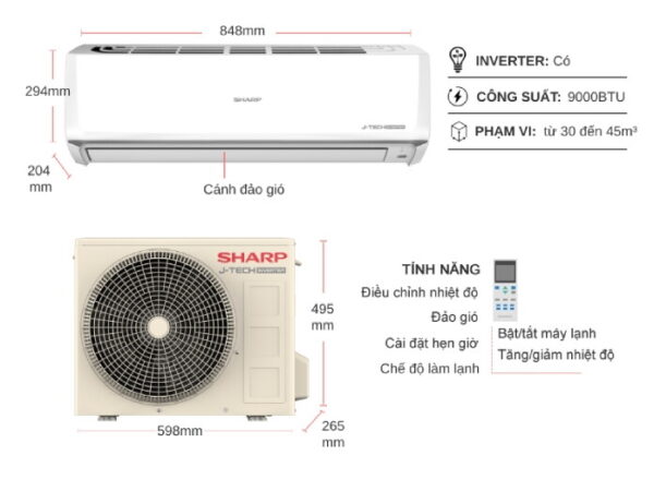 Máy lạnh SHARP 1.0Hp - Inverter AH-X10ZEW