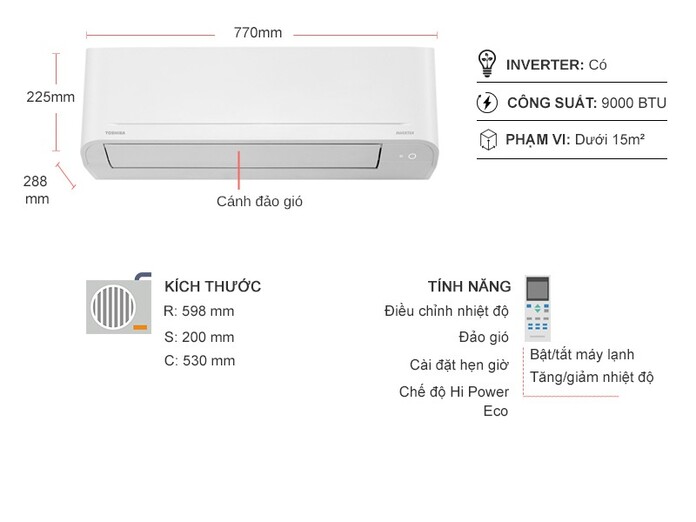 Máy lạnh Toshiba 1Hp - Inverter H10S4KCV2G-V/H10S4ACV2G-V